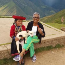 Peru with Inca girl and her Llama